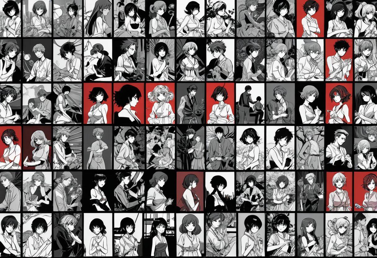 A visually striking collage depicting the evolution of hentai in adult animation, featuring iconic scenes from vintage hand-drawn style to modern CGI, intertwined with digital screens and vibrant colors. Include elements like manga panels, animated characters in dynamic poses, and retro animation tools to represent past and present. The backdrop should be a blurred transition from traditional animation studios to sleek modern technology. surrealistic. vibrant colors. 3D.